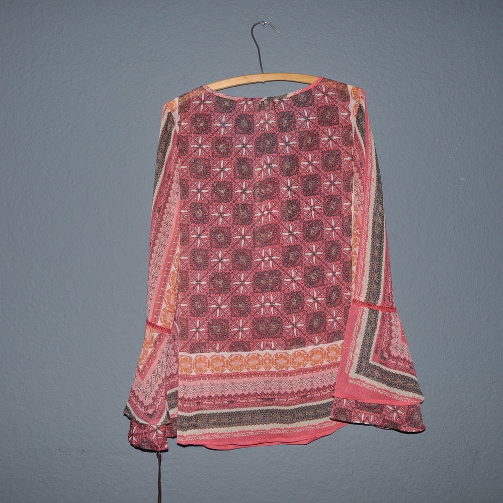 New KNOX ROSE Coral Bell Sleeve Peasant Top NWT F9 - Picture 5 of 8